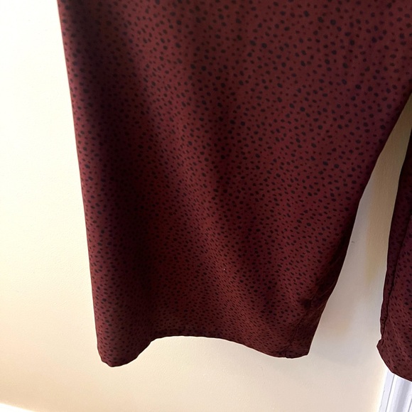 Francesca’s Mi Amor Becca Ruffle Strap Jumpsuit - XS, Burgundy Red/Black Print - Picture 8 of 10